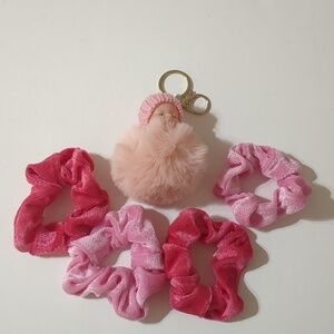 Velvet Scrunchies New Lot 4 scrunchies & Key chain